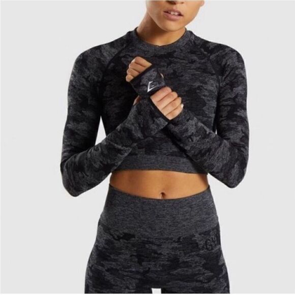 Gymshark Adapt Camo Seamless Long Sleeve Workout Crop Top Size S - Picture 3 of 8